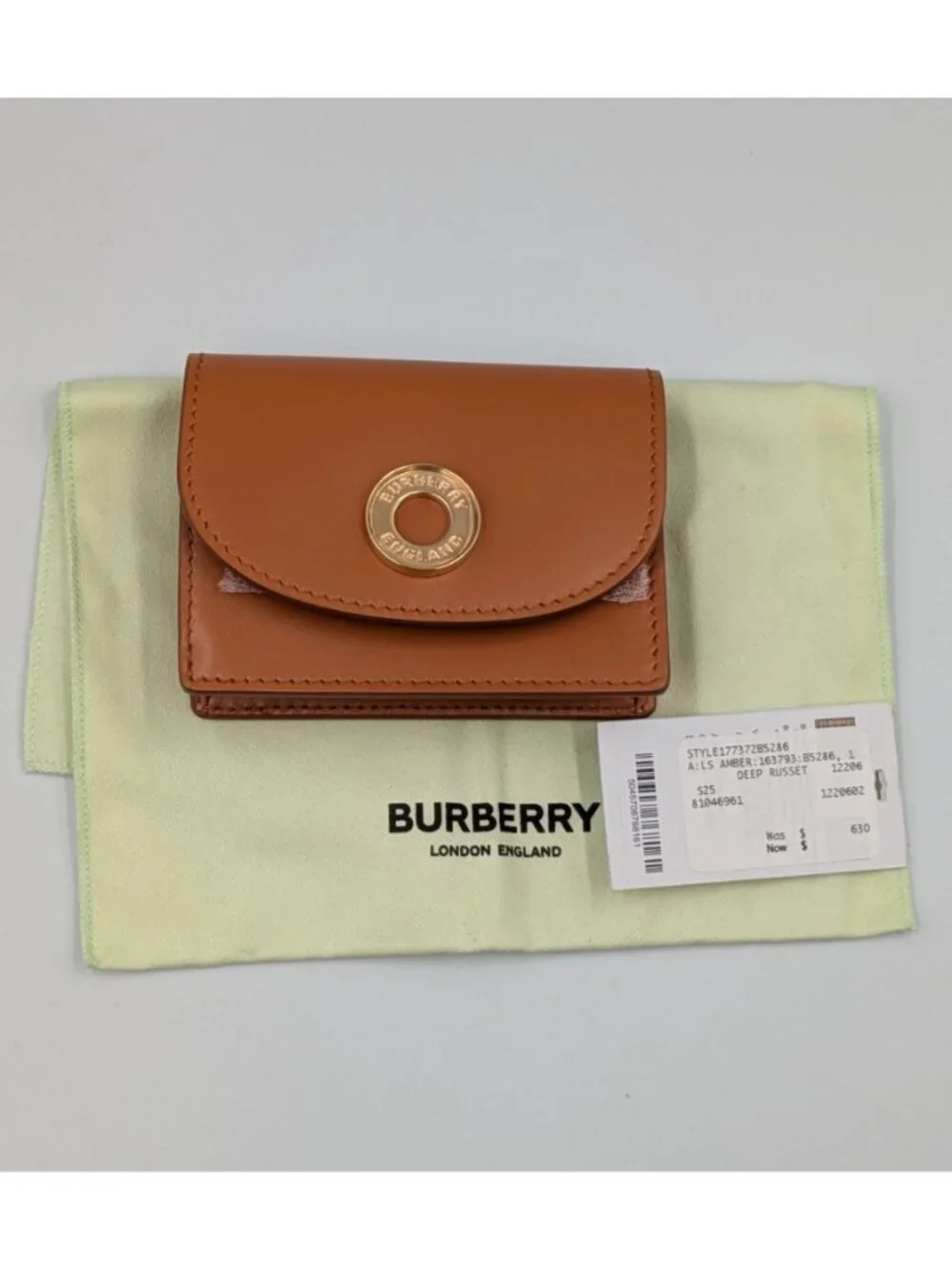 Burberry Amber Coin Purse Calfskin Wallet Deep Russet 8104696